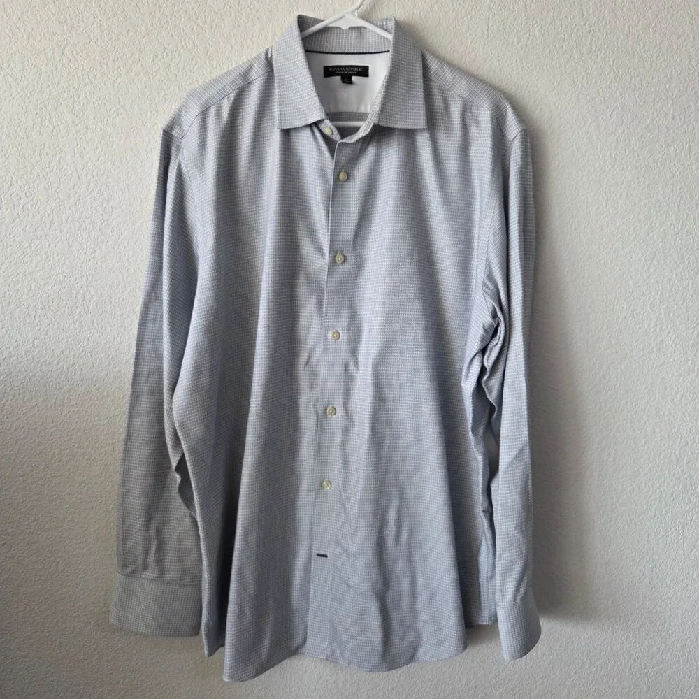 Banana Republic Mens Non-Iron Slim Fit Dress Shirts XL Cotton Blend Bundle of 2